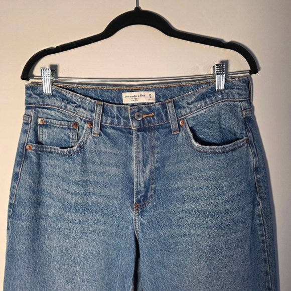 Abercrombie The Baggy Jeans Womens 28 Long Low Rise Straight Leg Blue Denim - Picture 8 of 13